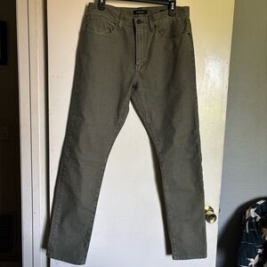 PROOF men's slim jeans 31X32 cotton blend with 2% lycra Olive green